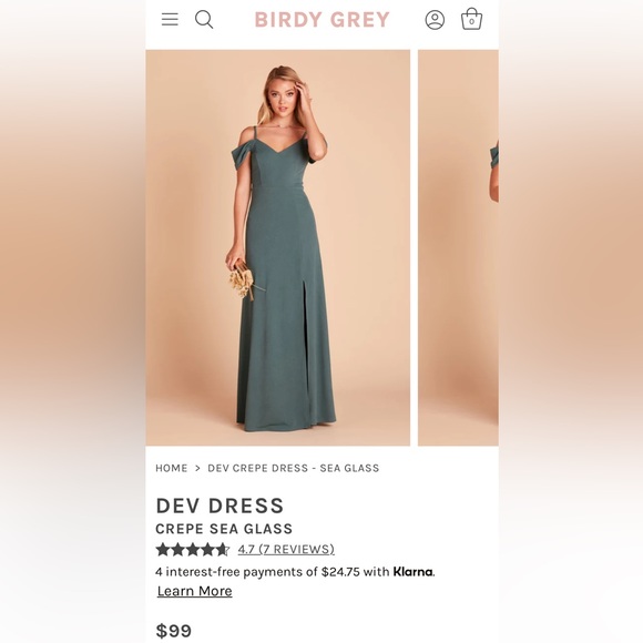 Birdy Grey Dev Crepe Bridesmaid Dress in Sea Glass - Picture 1 of 4